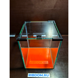 АКВАРИУМ КУБ 5 ЛИТРОВ ДЛЯ ПЕТУШКА (с покровным стеклом) 16Х16Х20см