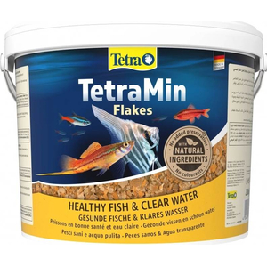 Tetra Min 10л (ведро) - основной корм для всех видов рыб в виде хлопьев.